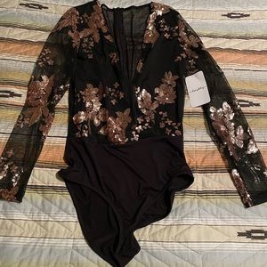 Black and gold/rose gold bodysuit